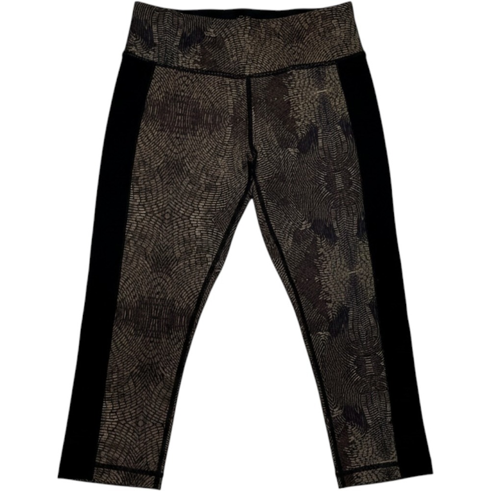 Lululemon Brown Black Geometric Print Crop Leggings Size 6 Yoga Training Tights